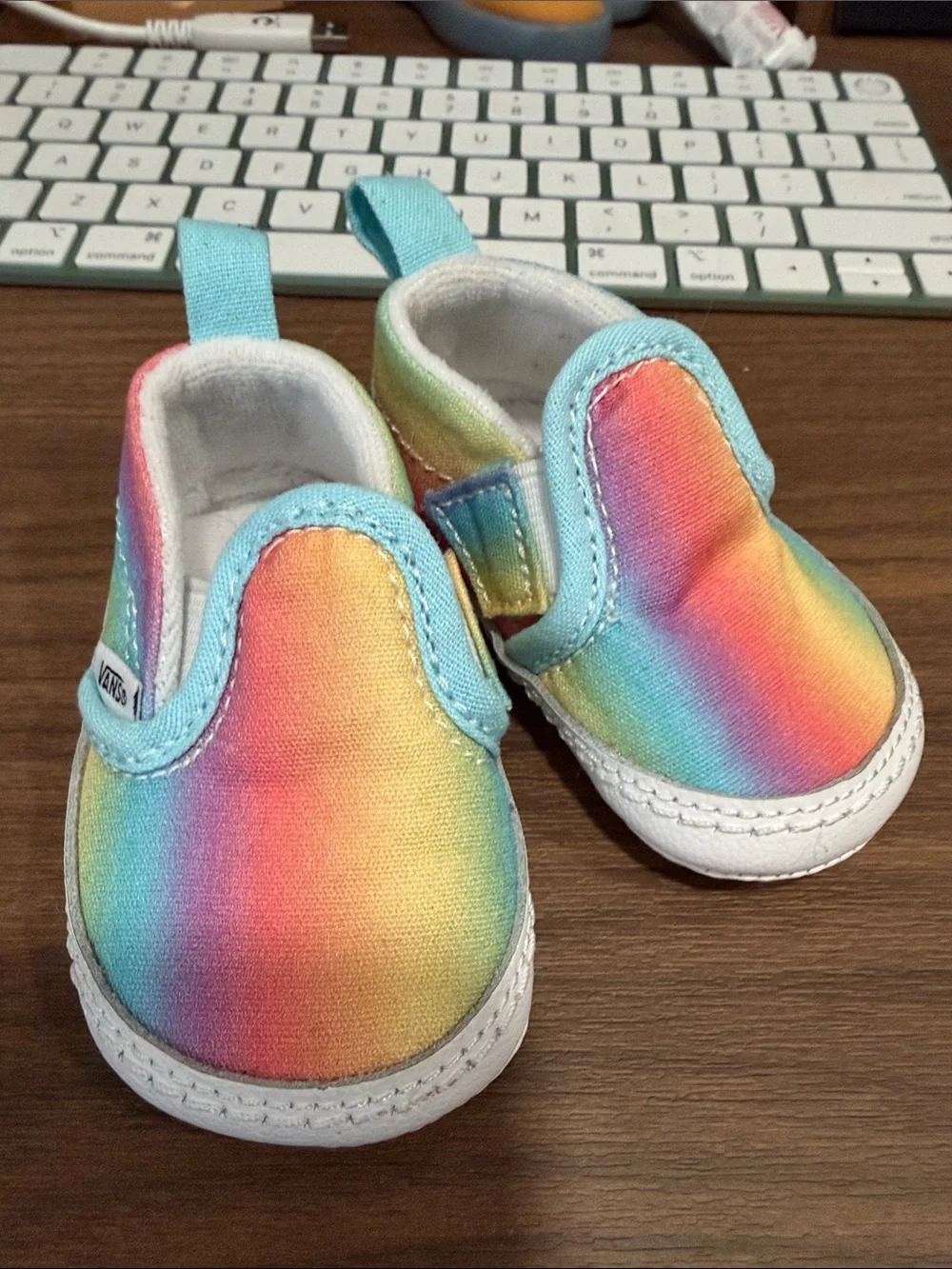 Vans Rainbow Gradient Slip-On Baby Shoes - Blue Trim